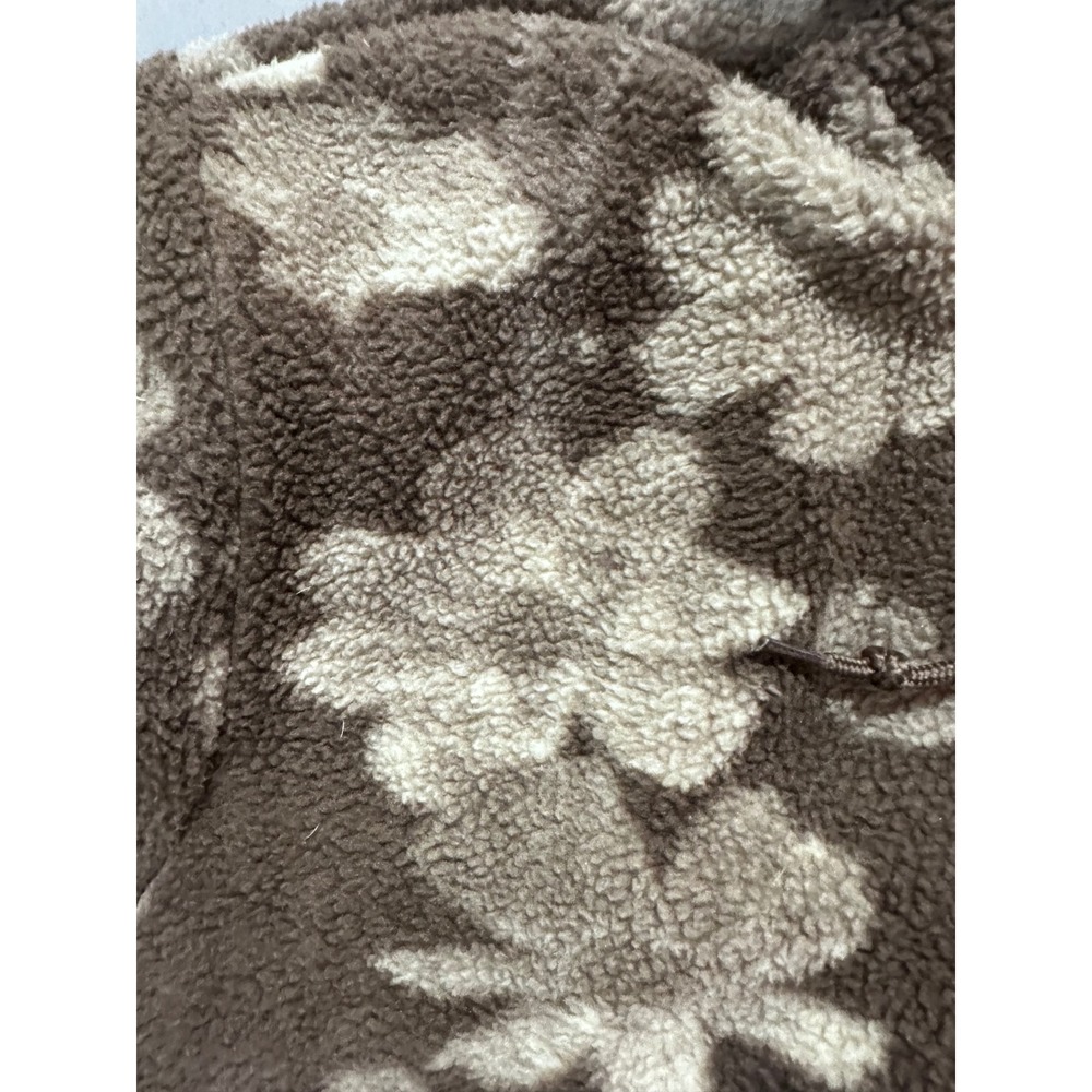 Obey Floral Sherpa Fleece Hoodie Brown Tan Flower Print Pullover Mens Womens - Picture 5 of 10